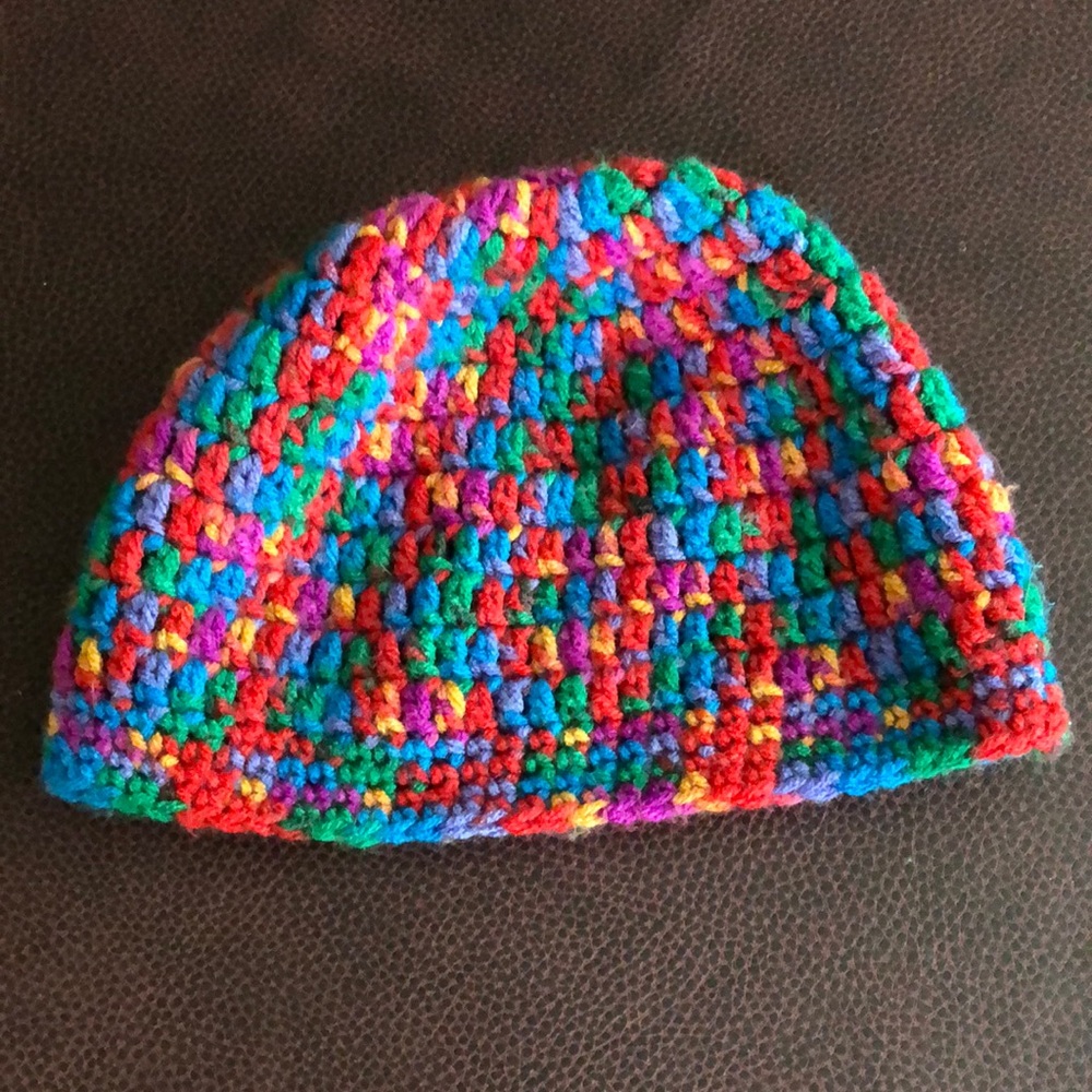 Handmade Knit Rainbow Hat Winter Beanie Cap